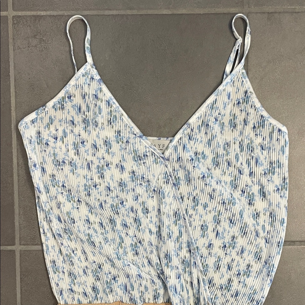 Wayf Floral Bodysuit in Blue and Tan